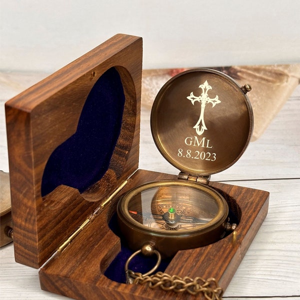 Boussole de baptême, boussole de première communion, boussole gravée pour baptisé, cadeau de baptême pour garçon, cadeau pour petit-fils, cadeaux de baptême mormon