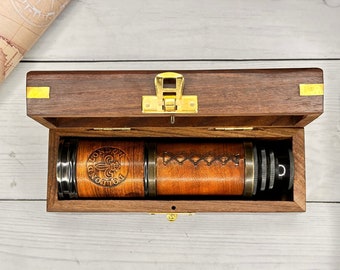 Personalisiertes Arbeitsteleskop, nautisches Spionageglas, Jubiläumsgeschenk für Ehemann, graviertes Teleskop, Piraten-Spionageglas, Bootfahren-Geschenk