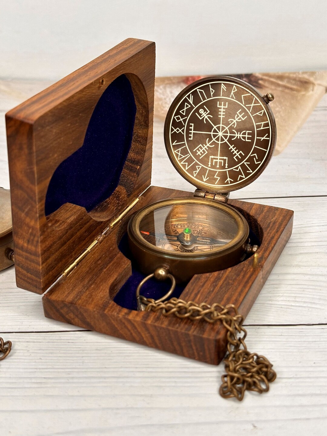 Nirdic Compass Personalized Working Compass, Nordic Compass, Viking Vegvisir Engraved ...