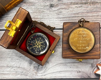Personalized Working Locket Compass, Necklace Compass, Personalized Necklace, Groomsmen Gift, Anniversary Gift, Birthday Gift, Best men Gift