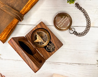 Personalized Compass, Custom Engraved Gifts For Him, Father's Day Gifts for Husband, Couple Anniversary Gift, Gift for Boyfriend