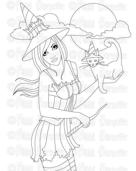 Digistamp line drawing print Digistamp Outline drawings Digital Stamp coloring page LITTLE WITCH
