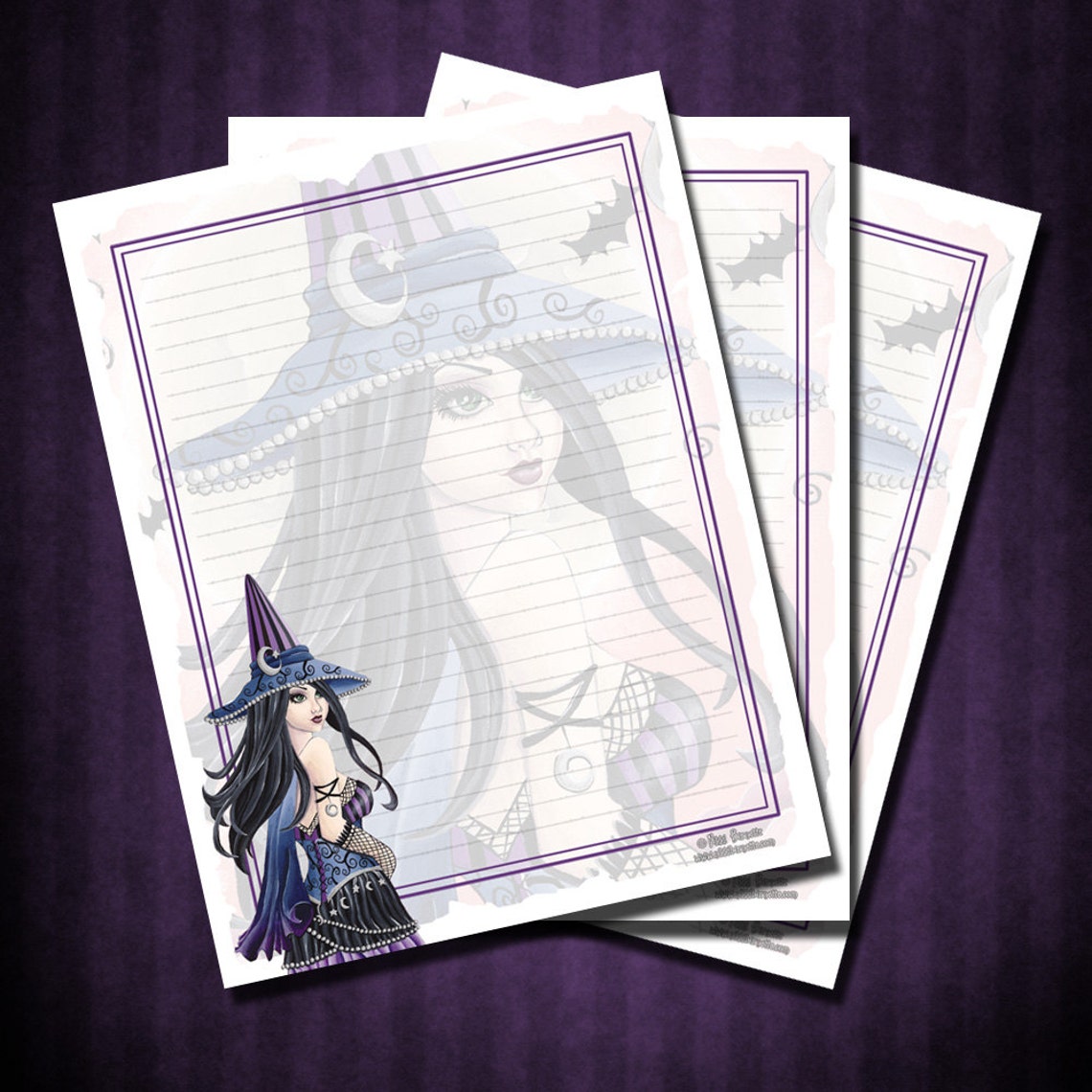 Witch Printable Stationery Paper Scrapbook Paper Digital - Etsy