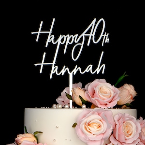 Custom Cake Topper, Happy Birthday Cake Topper, Happy 30th 40th 50th, Personalized Happy Birthday Cake Topper