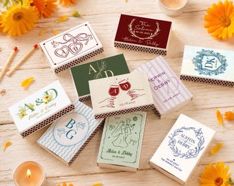 Scatole di fiammiferi per feste di matrimonio, scatole di fiammiferi personalizzate all'ingrosso (piene o vuote), libretti di fiammiferi di sicurezza personalizzati con il tuo design, bomboniere per matrimoni