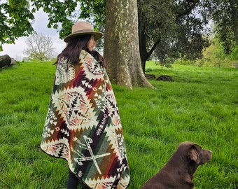 Alpaca Wool Blanket | Reversible Aztec Throw | Handmade in Ecuador | Super Soft and Warm | Navajo Blanket Style | Native Artisan Blanket