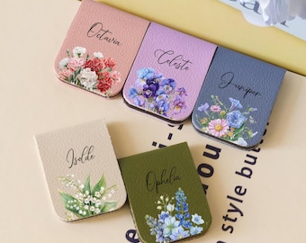 Custom Birth Month Flower Bookmark, Floral Magnetic Leather Bookmark, Minimalist Floral Bookmark, Birthflower Bookmark, Book Lover Gifts
