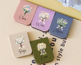 Custom Floral Magnetic Leather Bookmark, Birth Month Flower Bookmark, Minimalist Floral Bookmark, Birthflower Bookmark, Book Lover Gifts