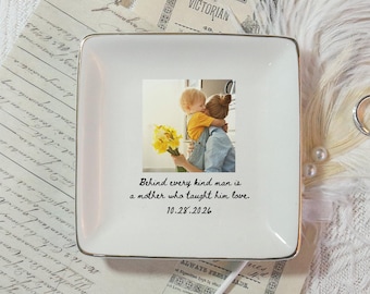 Custom Photo Mother of The Groom Jewelry Dish, Mother of The Bride Jewelry plate, Custom Jewelry Tray for Mom, Wedding Favor Gift For Mom