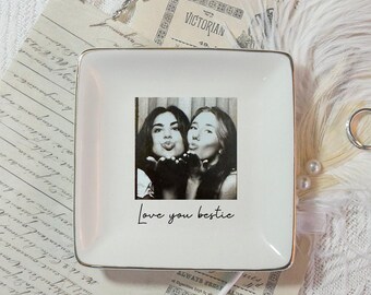Personalized Ceramic Trinket Dish: Custom Photo Ring Tray, Friend Gift