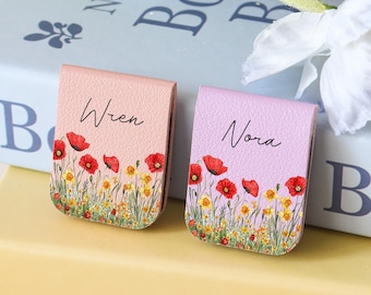 Custom Flower Bookmark, Floral Magnetic Leather Bookmark, Minimalist Floral Bookmark, Birthflower Bookmark, Book Lover Gifts, Wedding Gift