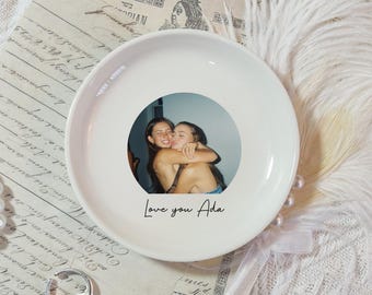 Personalized Photo Trinket Dish: Custom Ceramic Ring Tray, Bridesmaid Proposal Gift