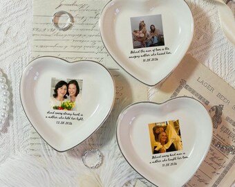 Custom Photo Mother of The Groom Jewelry Dish, Mother of The Bride Jewelry plate, Custom Jewelry Tray for Mom, Wedding Favor Gift For Mom