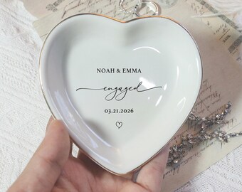 Personalized Ceramic Jewelry Dish, Gold Edge, Bridesmaid Gift