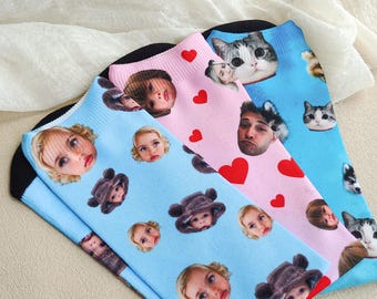 Personalized Photo Socks, Custom Face Socks, Funny Gift for Him/Her, Friends Custom Picture Socks,  Cute Dog Photo Socks, Father's Day gift