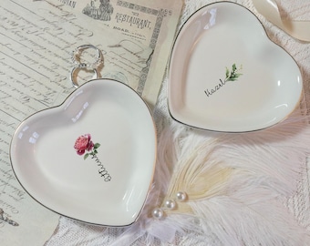 Personalized Birth Flower Ring Dish Flower Ring Dish, Jewelry Holder Dish Birthday Gift, Jewelry Storage, Wedding Gift, Mother's Day gift
