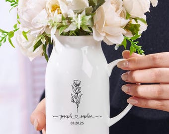 Custom wedding vases, Personalized name gifts, Elegant ceramic vases, Gifts for newlyweds, Interior decorations, Unique engagement souvenirs