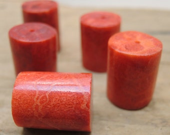 Red Sponge Coral, 5 Beads 18mm X 13mm