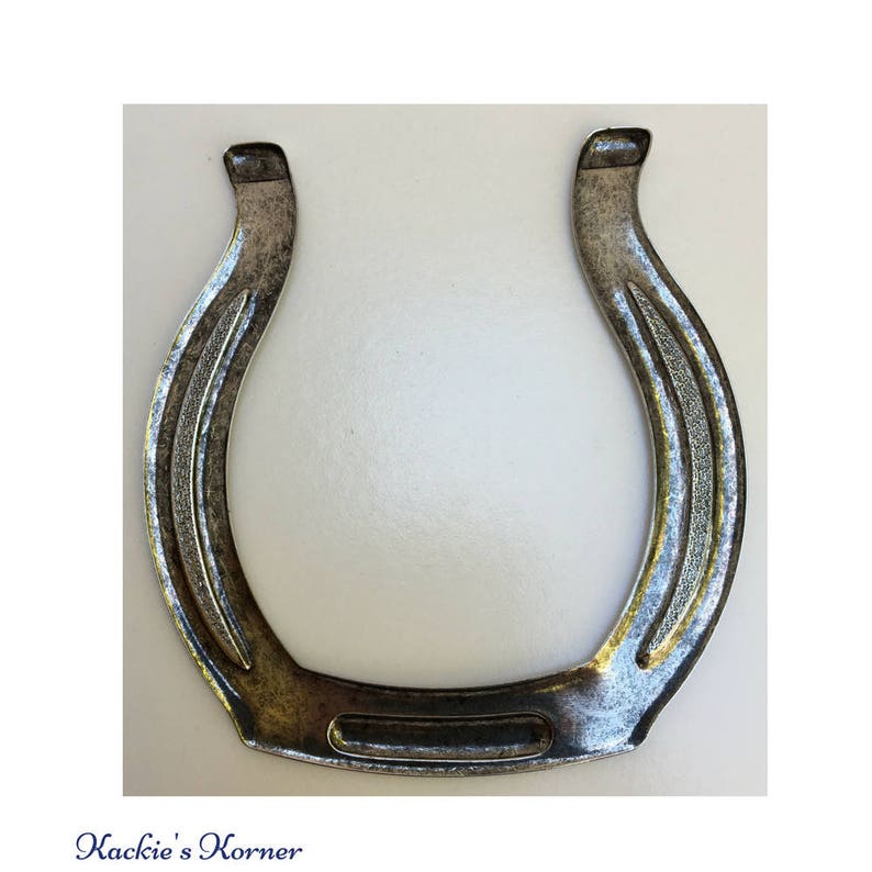 equestrian Horse Shoe Medallion embellishment made in USA finding silver