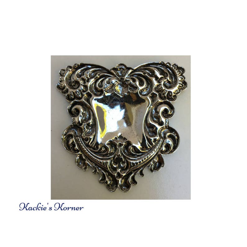 Silver Victorian Shield Designer Medallion Finding