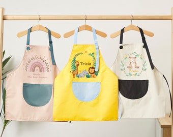 Personalized Animals Children's Apron, Custom Cooking Apron with Pocket,Painting Apron, Baking Apron,Birthday Gift for Kids,Mothers Day Gift