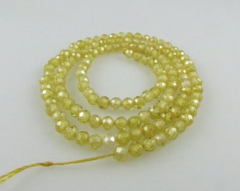 3mm Yellow Round Micro-Faceted Cubic Zirconia Beads, Full Strand - Approx. 135 beads (Z161)