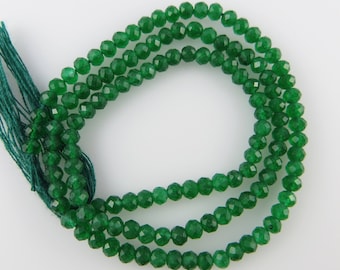 2mm - 2.5mm Micro-Faceted Rondelle Green Onyx Gemstone Beads, Full Strand (Z106)