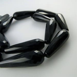 30mm Faceted, Teadrop Black Onyx Gemstone Beads 13 Beads, Full Strand Z287 image 8