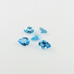Swiss Blue Topaz - 5mm x 7mm Pear-Cut Gem - Five (5) Pieces (TZ110)