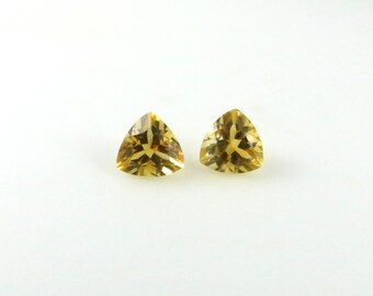 Citrino - Gemas sueltas facetadas de talla trillón de 10 mm, dos piezas (CT103)