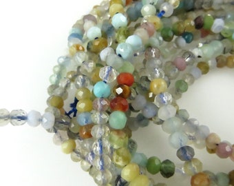 3mm Assorted Rondelle Gemstone Beads -  Five (5) Strands - Destash