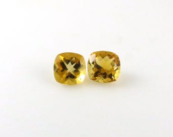 Citrino - Gemas sueltas facetadas de talla cojín de 10 mm, dos piezas (CT106)