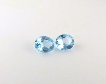 Topacio azul cielo - Par de piedras preciosas sueltas facetadas de corte ovalado de 11 x 8 (TZ158)