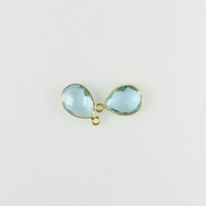 Aguamarina de 16 mm con bisel, gota, facetada, bañada en oro - Par a juego - Ideal para pendientes (CN444)