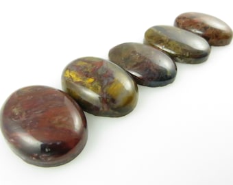 Pietersite - Five (5) Oval Flat-Back Gemstone Cabochons 18x30 each, 121.80 cts total (X203)