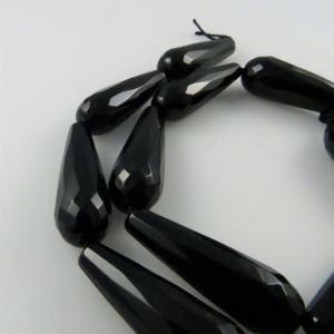 30mm Faceted, Teadrop Black Onyx Gemstone Beads 13 Beads, Full Strand Z287 image 2
