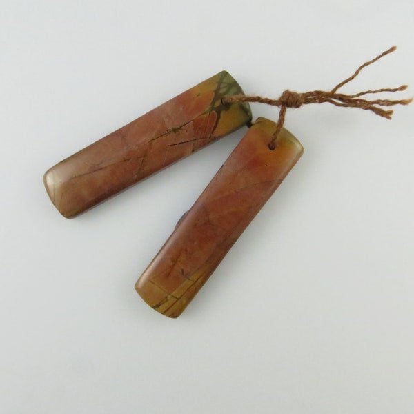 Red Creek Jasper - Matching Pair of Focal Beads - Drilled, Polished, Natural (Z325)