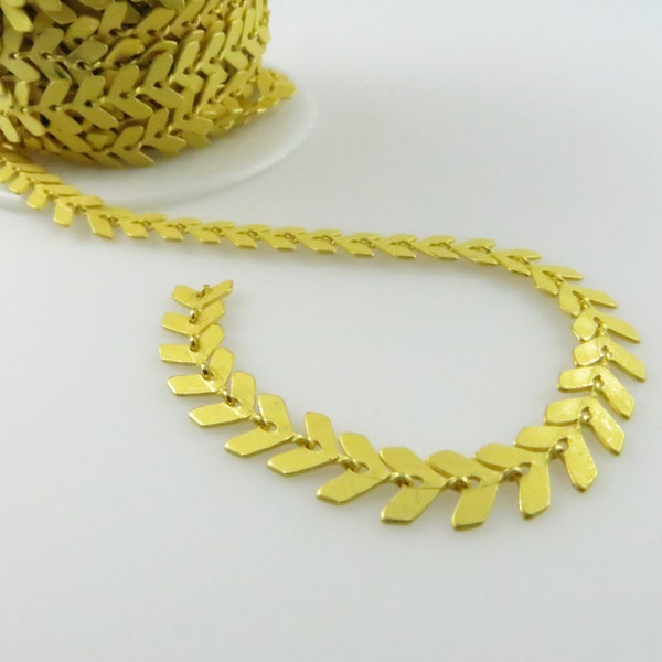 6mm Chevron Style Brass Chain, Matte-Finish - By the Foot or Bulk - Choose Your Length