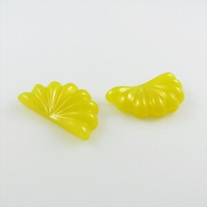 Yellow Onyx - 13x24 Large Carved Retro Fan, Fancy-Cut Gemstone Cabochon - Two (2) Pieces (OO108)
