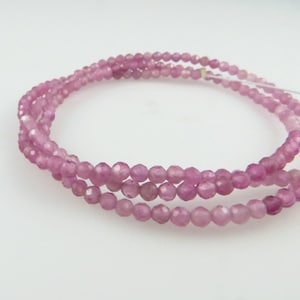 2mm Round, Micro-Faceted Genuine Pink Tourmaline Gemstone Beads - One Full Strand (Z141)