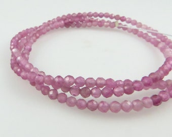 2mm Round, Micro-Faceted Genuine Pink Tourmaline Gemstone Beads - One Full Strand (Z141)