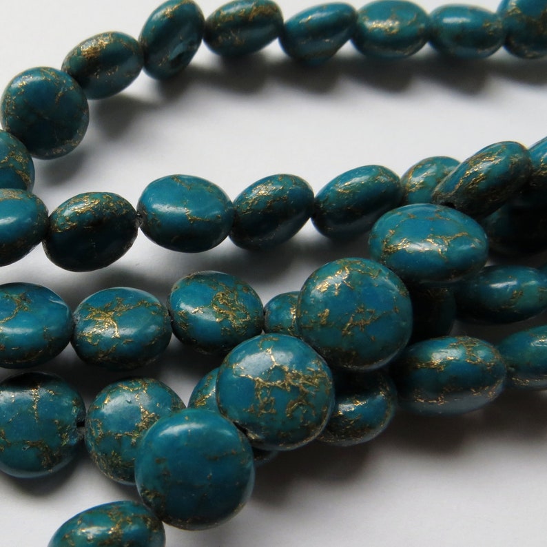 14MM MATRIX TURQUOISE GEMSTONE BLUE STRIPE ROUND 14MM LOOSE BEADS 7/"