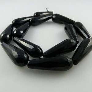 30mm Faceted, Teadrop Black Onyx Gemstone Beads 13 Beads, Full Strand Z287 image 5