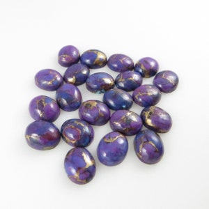 Purple Copper Turquoise - Oval Flat-Back Gemstone Cabochons - Matching Pair - 9x11 (BCT106)