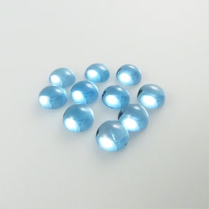 Swiss Blue Topaz Gem - 7mm Smooth, Flat-Back Cabochon - Choose Your Quantity (TZ122)