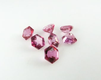 Topacio rosa - Piedra preciosa suelta facetada de corte hexagonal de 7 mm, una sola pieza (TZ125)
