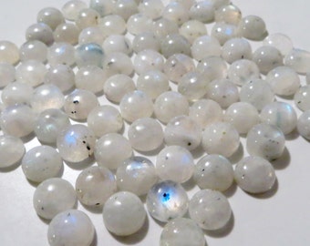 Rainbow Moonstone - 10mm Round Flat-Back Gemstone Cabochons, Set of Ten (10) - FLAWED Cabs (R104)