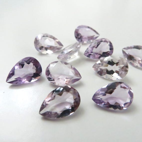 ピンクアメジスト - 13 mm x 9 mm ペアシェイプファセットルース