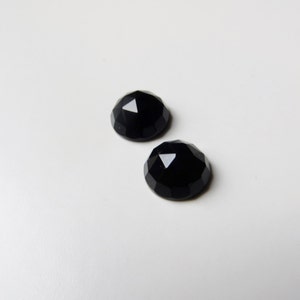 Rose-Cut Black Onyx - Pair of 10mm Round Cabochons (B109)