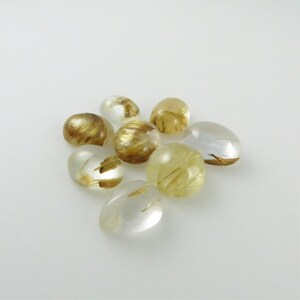 Golden Rutilated Quartz - Lot of (Eight) 8 Assorted Flat-Back Gemstone Cabochons (GR108)
